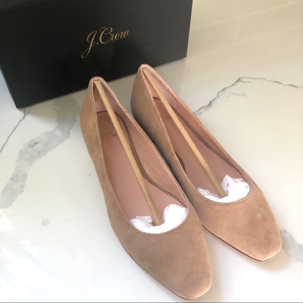 NIB J Crew Carolyn skimmer flats suede Ash Brown